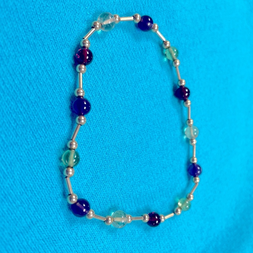 14k gold and gemstone bead 7” bracelet